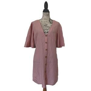 Topshop Pink Linen Blend Shift Dress Size 8